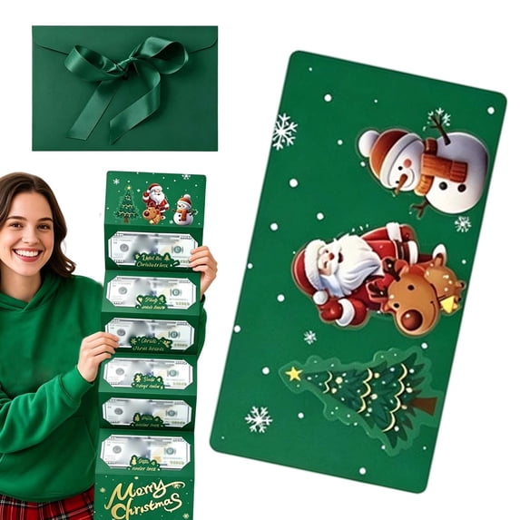 Christmas Cash Gift Envelopes,Christmas Money Cards Holders,Christmas Cash Gift Holder,6 Slots Self‑Sealing Envelope,Accordion Money Card,Xmas Party Supplies,Holiday Party Favors