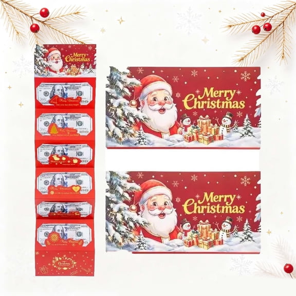 Christmas Cash Gift Envelopes, Creative Folding 6 Slots Money Holder, Festive Cash Storage Envelopes For Christmas Holiday Gift Giving