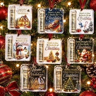 Christmas Cash Gift Holder Ornament 8 pcs Acrylic Christmas Money Holder Clear Crystal Money Holders for Christmas Tree Dec