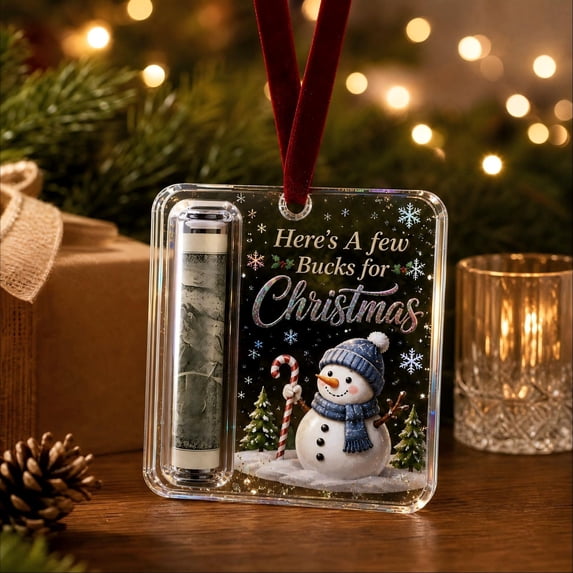 Christmas Cash Gift Holder Ornament,Acrylic Christmas Money Holders for Cash,Funny Holiday Xmas Tree Hanging Ornaments Decor,Unique Money Gift for Christmas