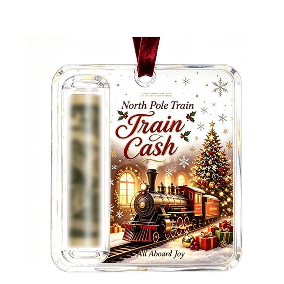 Christmas Cash Gift Holder Ornament, Clear Acrylic Roll Up Money Holder with Velvet Ribbon for Christmas Tree Holiday Gift Giving