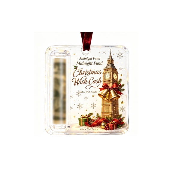 Christmas Cash Gift Holder Ornament, Clear Acrylic Roll Up Money Holder with Velvet Ribbon for Christmas Tree Holiday Gift Giving