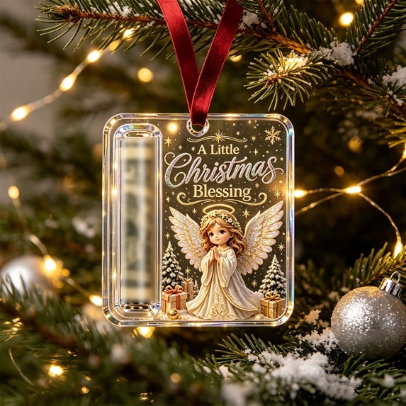 Christmas Cash Gift Holder Ornament - Clear Christmas Money Holder for Cash Gift - Xmas Tree Hanging Ornaments or Decoration (C)
