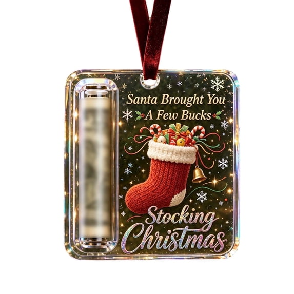 Christmas Cash Gift Holder Ornament - Clear Christmas Money Holder for Cash Gift - Xmas Tree Hanging Ornaments or Decoration