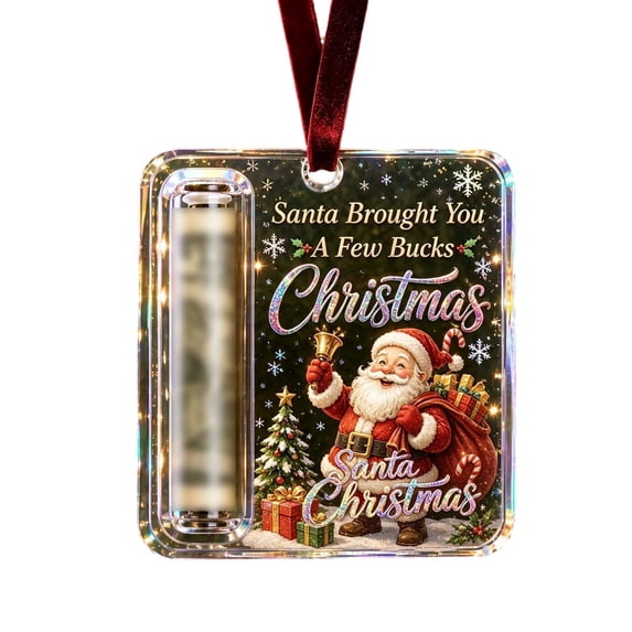 Christmas Cash Gift Holder Ornament - Clear Christmas Money Holder for Cash Gift - Xmas Tree Hanging Ornaments or Decoration