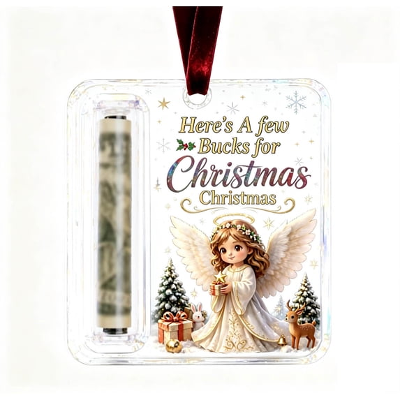 Christmas Cash Gift Holder Ornament,Crystal-Clear Christmas Cash Money Holders,Funny Xmas Tree Hanging Ornaments Decor,Great Holiday Gifts