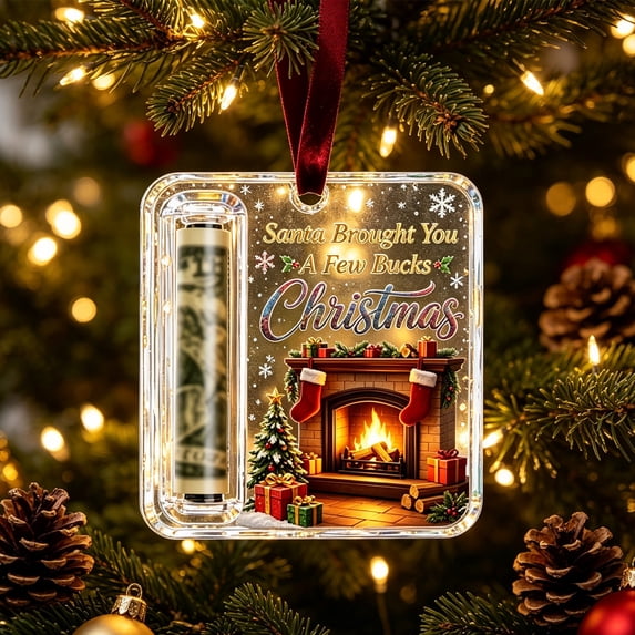 Christmas Cash Gift Holder Ornament, -Clear Christmas Money Holders for Cash, Funny Holiday Xmas Tree Hanging Ornaments Decor, Gifting Cash Birthday Graduation Back to School Gifts