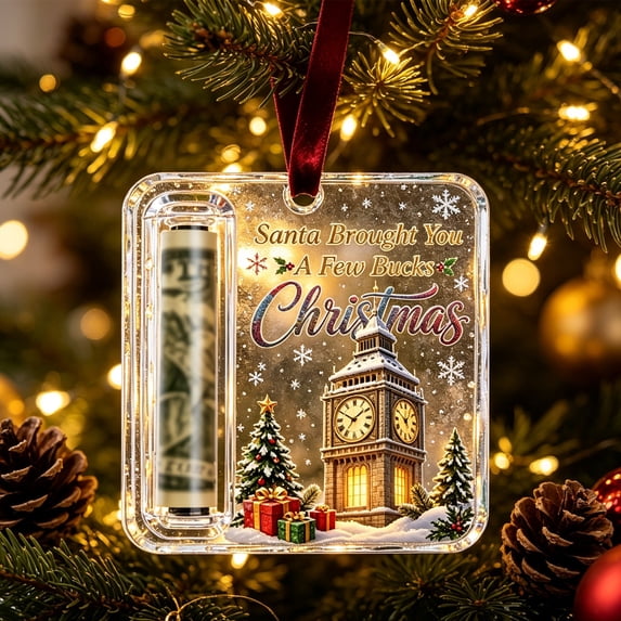 Christmas Cash Gift Holder Ornament, -Clear Christmas Money Holders for Cash, Funny Holiday Xmas Tree Hanging Ornaments Decor, Gifting Cash Birthday Graduation Back to School Gifts