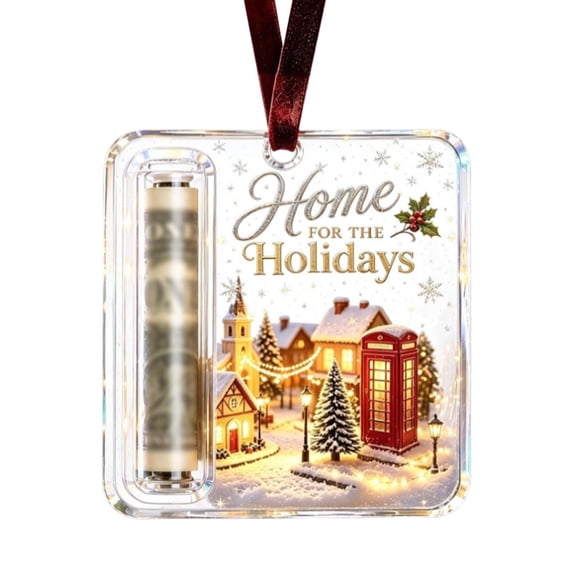 Christmas Cash Gift Holder Ornament, Crystal Clear Christmas Money Holders for Cash, Funny Holiday Xmas Tree Hanging Ornaments Decor