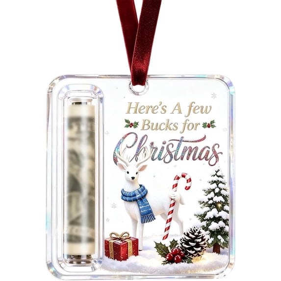 Christmas Cash Gift Holder Ornament, Crystal-Clear Money Holders for Cash