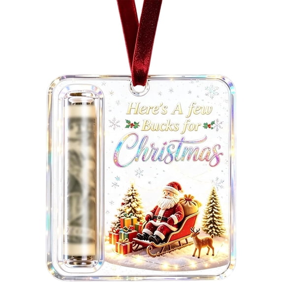 Christmas Cash Gift Holder Ornament, Crystal-Clear Money Holders for Cash
