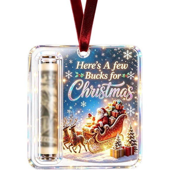 Christmas Cash Gift Holder Ornament, Crystal-Clear Money Holders for Cash