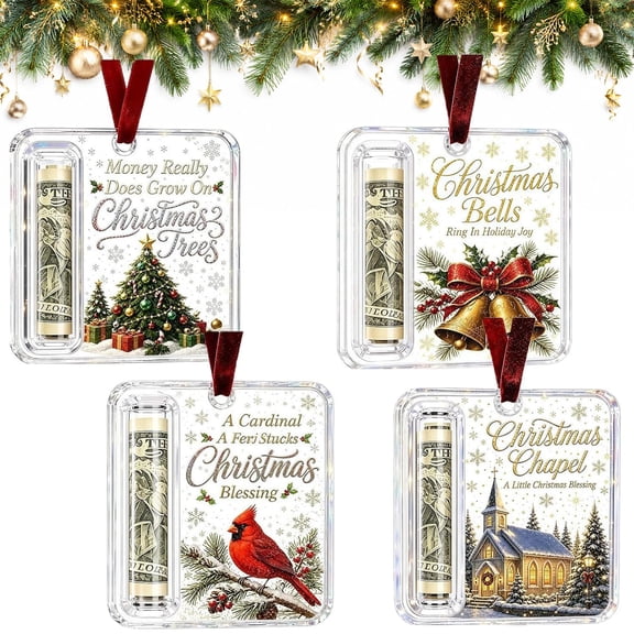 Christmas Cash Gift Holder Ornament,Money Holders for Cash, Acrylic Christmas Money Holder Ornaments for Gifting Cash, Funny Ways to Gift Money