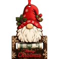 thumbnail image 1 of Christmas Cash Gift Holder with Wooden Design, Single Piece, Red and Brown, for Holiday Gifting, Ornament, 1 of 4