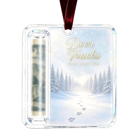 Christmas Cash Gift Ornament, 2D Christmas Scenery Cash Gift Decorations, Clear Christmas Money Holders For Cash,Funny Holiday Christmas Tree Hanging Ornaments Decor(1Pcs,Snowfield)