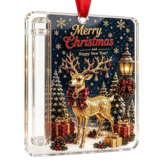 Christmas Cash Gift Ornament, 3.14" Clear Acrylic Money Holder, Double-Sided Printed Hanging Decor for Xmas Tree, Stocking Stuffer & Holiday Gifting