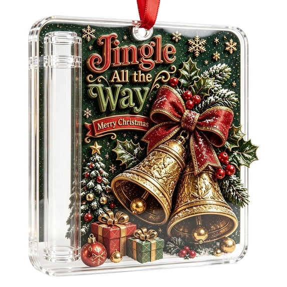 Christmas Cash Gift Ornament, 3.14" Clear Acrylic Money Holder, Double-Sided Printed Hanging Decor for Xmas Tree, Stocking Stuffer & Holiday Gifting
