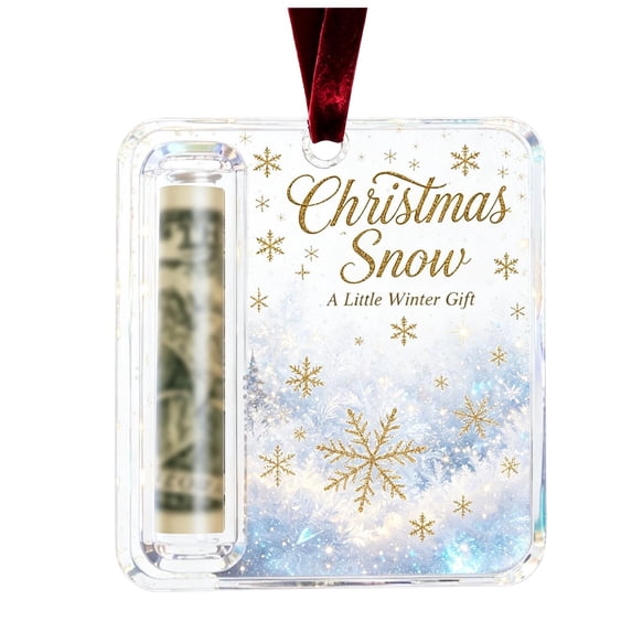Christmas Cash Gift Ornament, Acrylic Christmas Money Holder for Cash, Funny Hanging Xmas Tree Decoration, Unique Money Gift for Christmas Stocking Stuffer Gifting