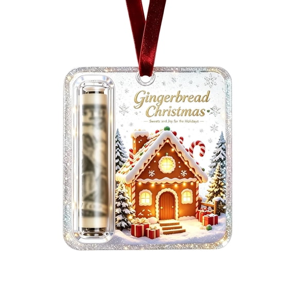 Christmas Cash Gift Ornament, Acrylic Christmas Money Holder for Cash, Funny Holiday Xmas Tree Hanging Ornaments Decor(1Pcs,House)
