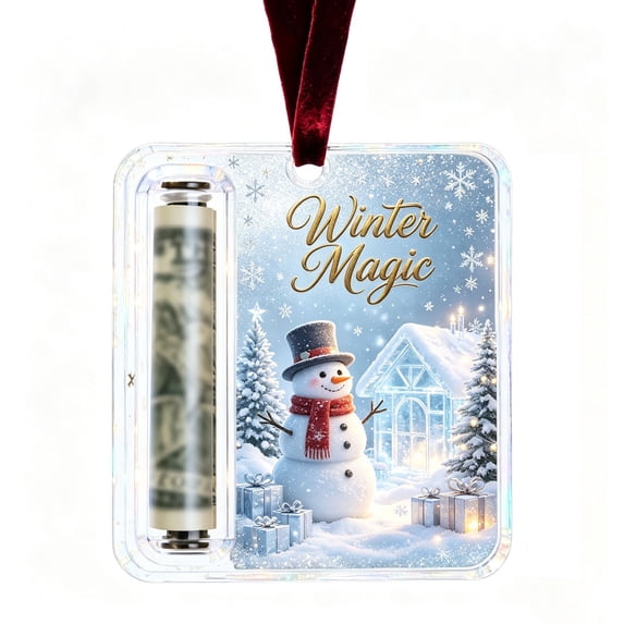 Christmas Cash Gift Ornament,Acrylic Christmas Money Holder for Cash(H)