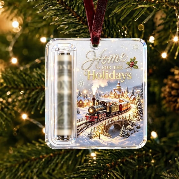 Christmas Cash Gift Ornament, Acrylic Christmas Money Holder for Cash , Holiday Xmas Tree Hanging Ornaments Decor