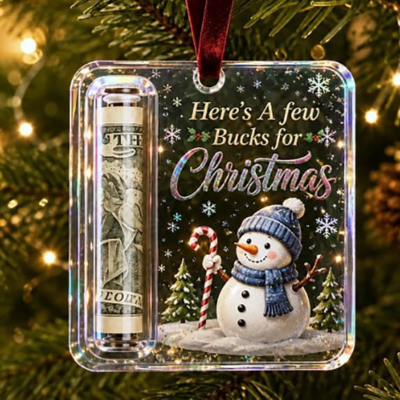 Christmas Cash Gift Ornament, Acrylic Christmas Money Holder for Cash