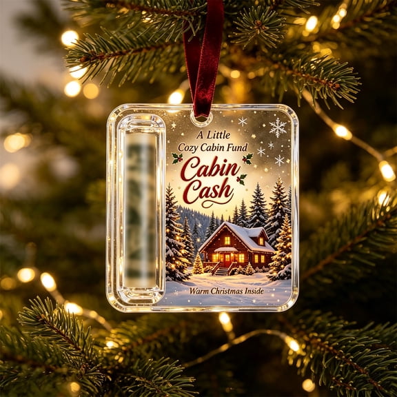 Christmas Cash Gift Ornament,Acrylic Money Holder for Holiday Tree Hanging Gift Giving Decor