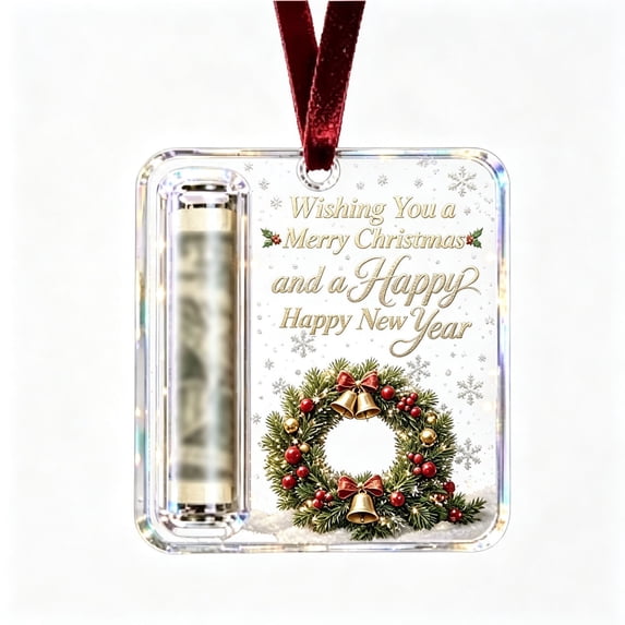 Christmas Cash Gift Ornament,Christmas Tree Hanging Money Clip Decoration,Festive Money Holder Pendant For Holiday Gift Giving Home Decor(1Pcs,Christmas Wreath)