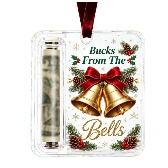 Christmas Cash Gift Ornament, Clear Christmas Money Holders For Cash,Funny Holiday Xmas Tree Hanging Ornaments Decor(1Pcs,Christmas Bell)