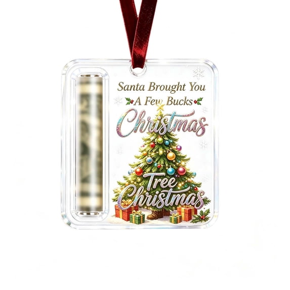 Christmas Cash Gift Ornament, Crystal-Clear Cash Holder Ornament with Christmas Tree Design, Hanging Money Keepsake for Christmas Tree Wreath Garland, Surprise for Family Friends Guests (V-13)