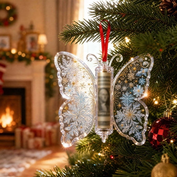 Christmas Cash Gift Ornament, Plastic Butterfly Design D Cash Gift Holder, with Hanging Ribbon for Xmas Tree Wreath and Garland