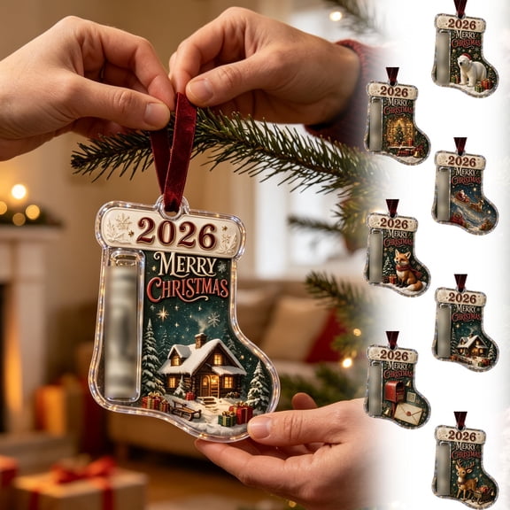 Christmas Cash Gift Ornament, Stocking-Shaped Hanging Cash Holder Keepsake with Cash Tube and Hanging Ribbon, Christmas Cash Keepsake for Tree and Gift Bags