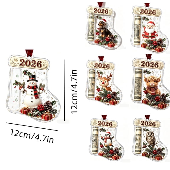 Christmas Cash Gift Ornament, Stocking-Shaped Holiday Cash Gift Holder with Cash Tube and Hanging Ribbon, Festive Cash Keepsake for Tree Display Gift Bags and Holiday Surprises