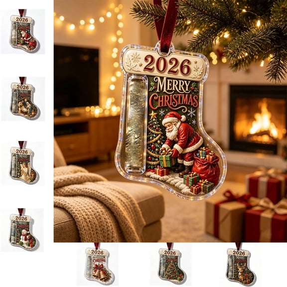 Christmas Cash Gift Ornament, Stocking-Shaped Money Gift Holder with Cash Tube and Hanging Ribbon, Rolled Cash Keepsake for Christmas Tree Wreath Gift Bag and Secret Santa Giving