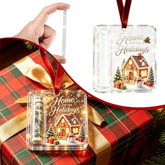 Christmas Cash Gift Ornaments,Gift Money Holder Ornaments,House Xmas Money Holders,xmas Tree Hanging Decor,Cash & Treat Holder,Fun xmas Ornaments,Stocking Stuffer