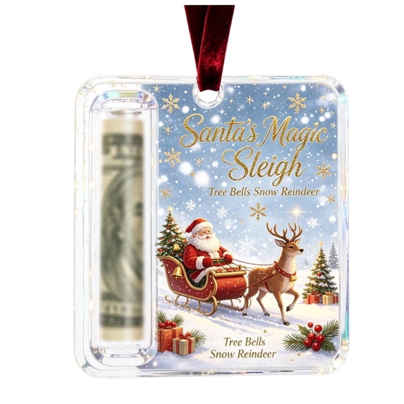 Christmas Cash Holder Ornament Sparkling Acrylic Cash Compartment & Easy Hang for Christmas Tree Mantel Window Christmas Decorations by MPOISVA