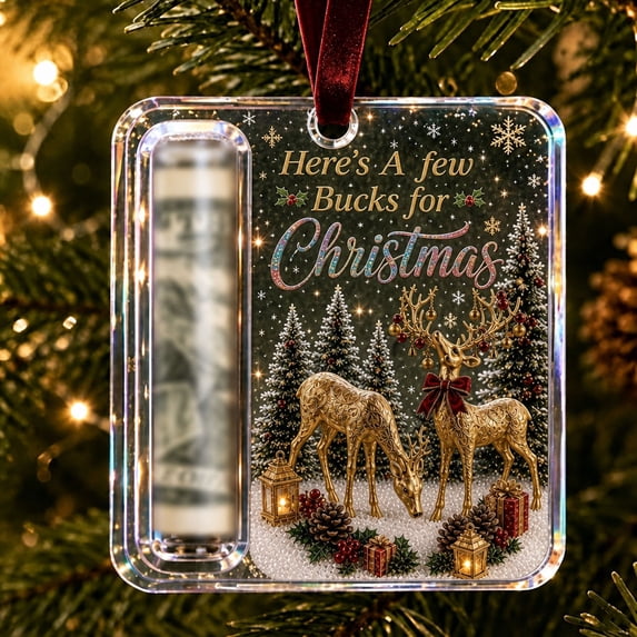 Christmas Cash & Treat Holder Ornament, Christmas Money Holder Ornament for Bills, Clear Acrylic Holiday Money Gift Hanging Decorations for Family Friends Christmas Tree Hanging Ornament (50)
