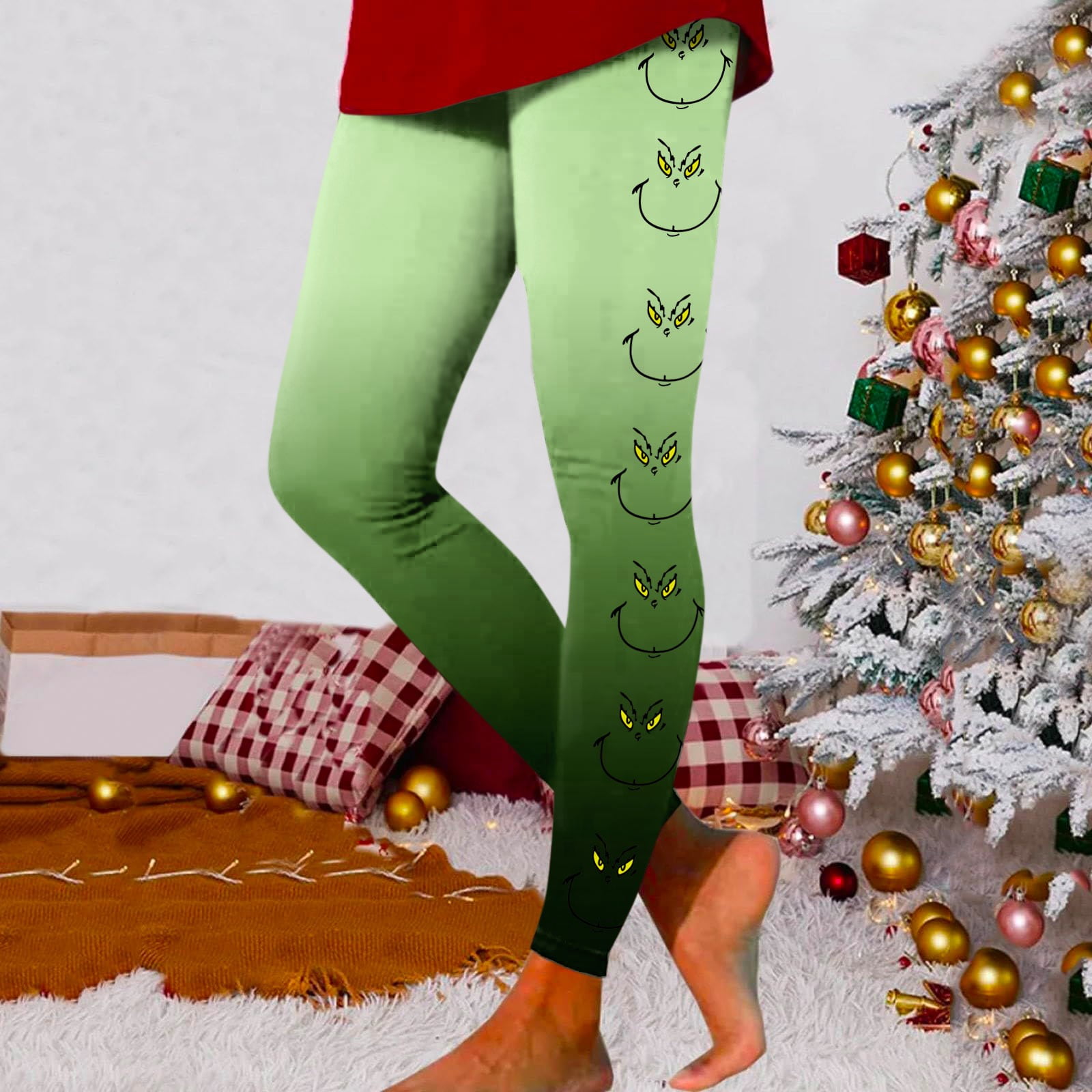 Christmas Casual Long Pants Grinch Christmas Pants for Women Women's Pants Light Green M