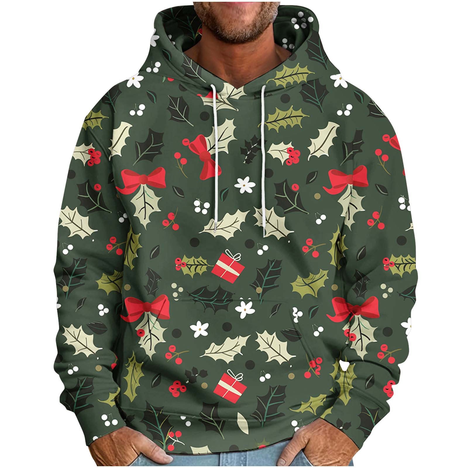 Christmas Casual Top for Men Solid Color Sweatshirts Men Long Sleeve