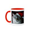 thumbnail image 1 of 3dRose, Christmas Cat, 11oz Two-Tone Red Mug, 1 of 7