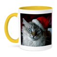 thumbnail image 1 of 3dRose, Christmas Cat, 15oz Two-Tone Yellow Mug, 1 of 7