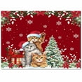thumbnail image 1 of Christmas Cat Area Rug 2.7x5ft Winter Snowflake Xmas Tree Poinsettia Red Non-Slip Washable Square Rugs Soft Felt Indoor Floor Mat for Bedroom Kitchen Living Room Bathroom, 1 of 8