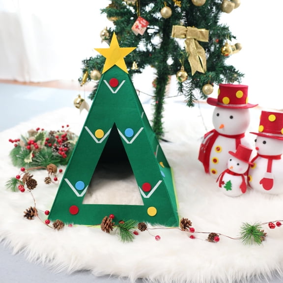 Christmas Cat Beds, Cat Bed Christmas Tree Cat, Christmas Tree Cat Beds House, Portable Indoor Cat Igloo Xmas Bed Cave for Small Dogs and Small Animals