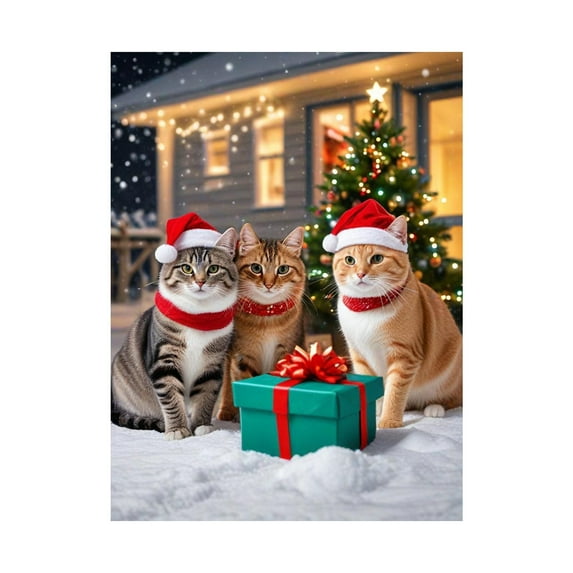 Christmas Cat Blanket Winter Warm Soft Cozy Holiday Throw for Couch Bed Festive Santa Themed