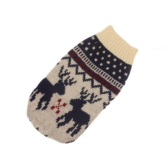 Christmas Cat Dog Sweater Christmas Outfit Holiday Sweater for Small Dogs Winter Knitwear Xmas Pet Clothes Warm Reindeer Snowflake for Kitty Puppy (Navy,Size 16)