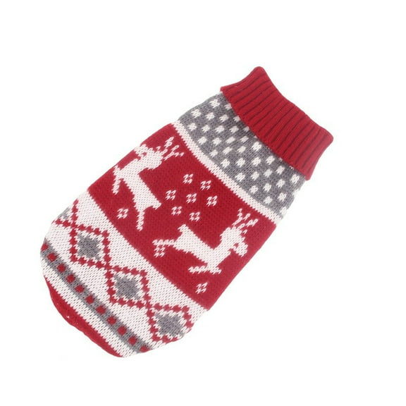 Christmas Cat Dog Sweater Christmas Outfit Holiday Sweater for Small Dogs Winter Knitwear Xmas Pet Clothes Warm Reindeer Snowflake for Kitty Puppy (Wine,Size 10)