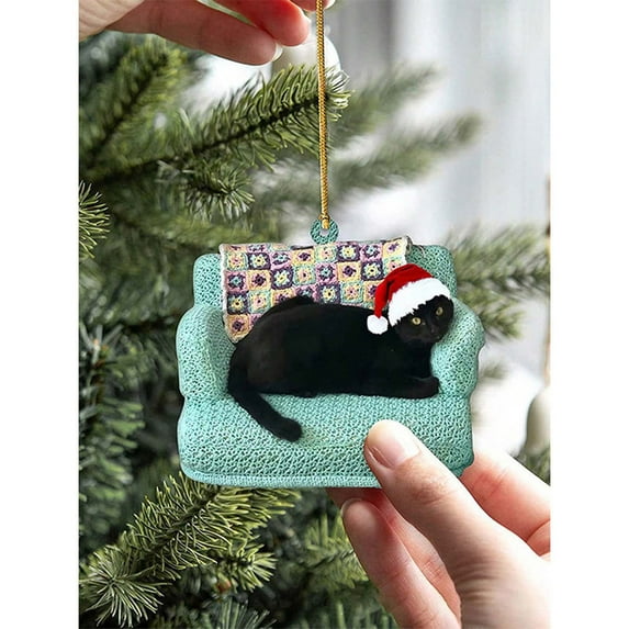 Christmas Cat Expression Ornaments – Funny Acrylic Tree & Car Hanging Pendants for Holiday Décor, Double-Sided Handcrafted Decorations