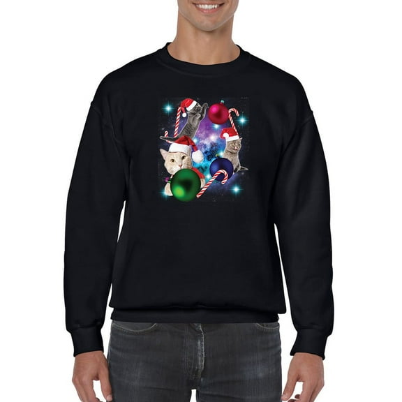 Christmas Cat Galaxy Sweatshirt Men -Smartprints Designs, Male Large