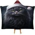thumbnail image 1 of Christmas Cat Gifts Wearable Blanket for Adults Bed Throw Blanket Soft Cozy Warm Hooded Blankets for Kids Men Women, 1 of 6