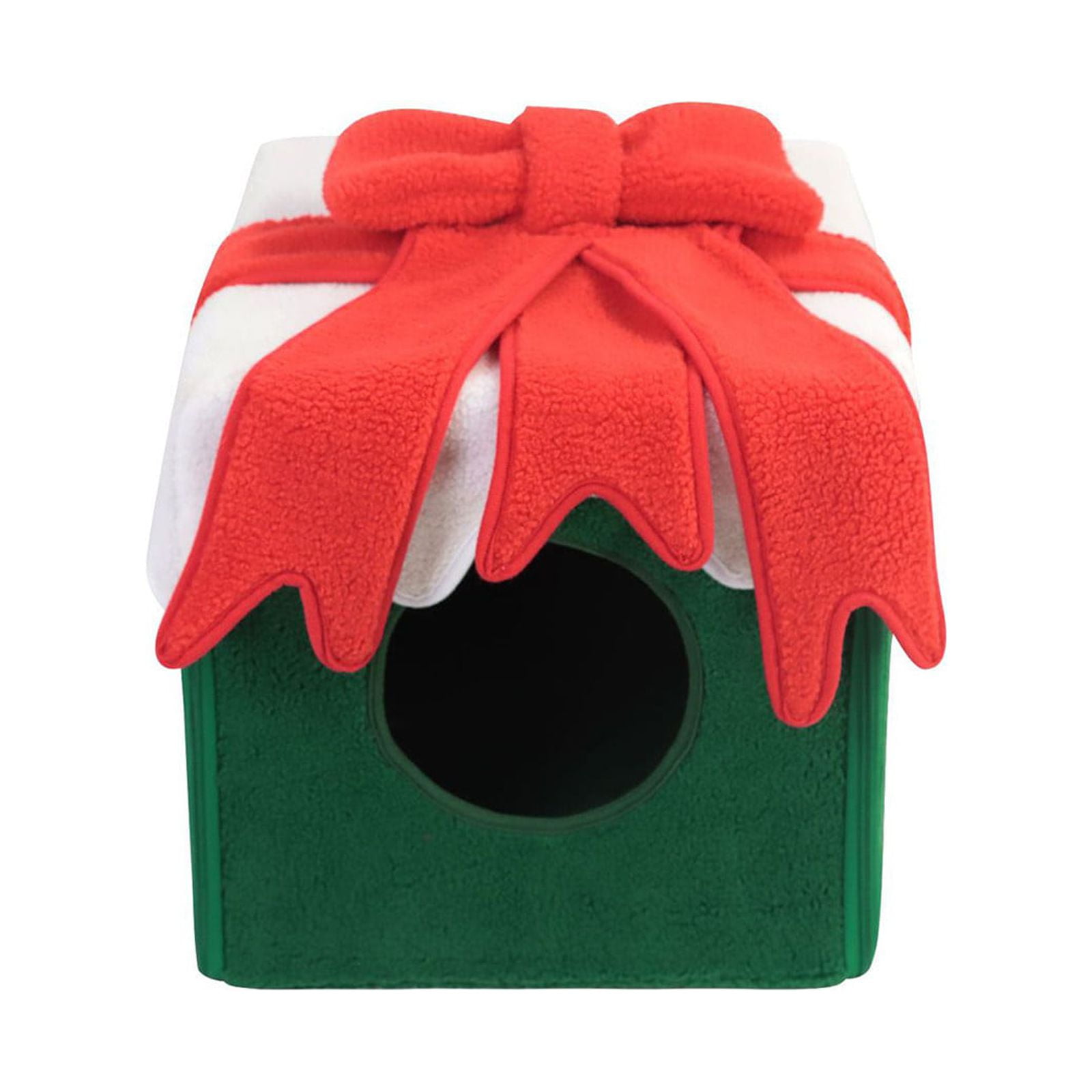 Christmas Cat House Clearance! Grrvtrz Christmas Cat Bed Cave Nest House Cat Igloo Xmas Kitten Hut Hideout,Cute Pet Cave Beds for Small Dog or Bunny